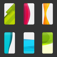Naklejka premium Set mockup covers for mobile phone. Template case or sticker for technology device, branding, advertising, business and corporate identity. Vector illustration.