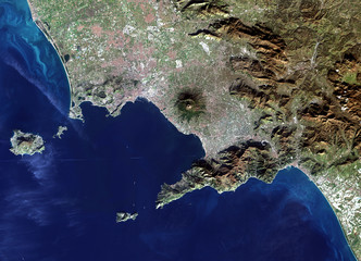 Italy from Landsat satellite. Elements of this image furnished by NASA