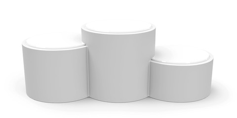 Blank white cylinder podium