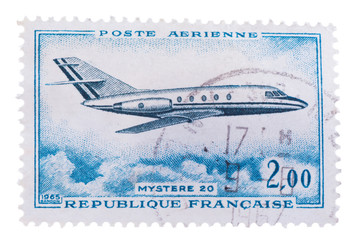 FRANCE - CIRCA 1965: a stamp printed by  shows old airplan