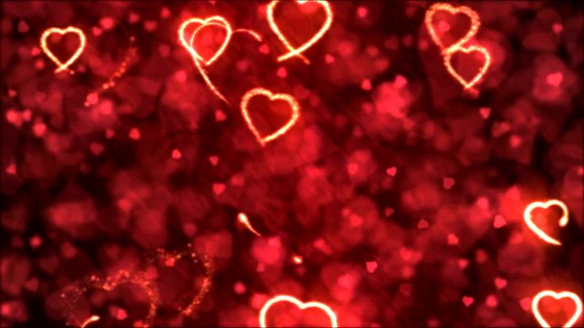 Drawing Heart Shapes Motion Background Animation - Loop Red
