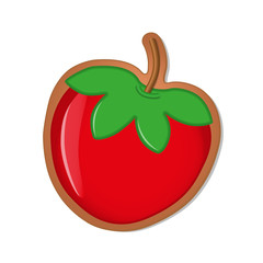 Sweet strawberry cookie. Glazed biscuit on a white background. Vector illustration EPS10