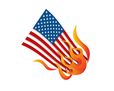 United States Of America Humanity Freedom Illustration - Flaming American Flag