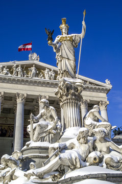 Vienna parliament in winter, Austria, Vienna, 1. district, parli
