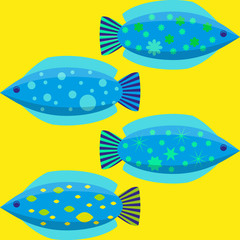 Naklejka premium Set of the simple flat fishes decorated by patterns. Vector illustration EPS10