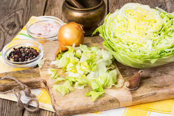 Chopped iceberg lettuce -ingridient for cooking