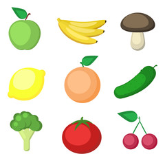 flat vector illustration vegetables and fruits
