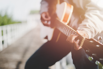 Musician with his guitar