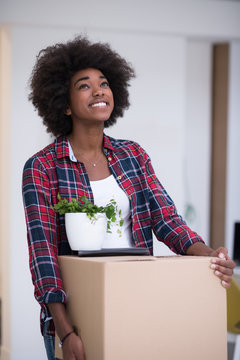 Black Girl Moving In The New Apartment