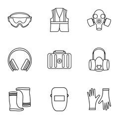 Repairs icons set, outline style
