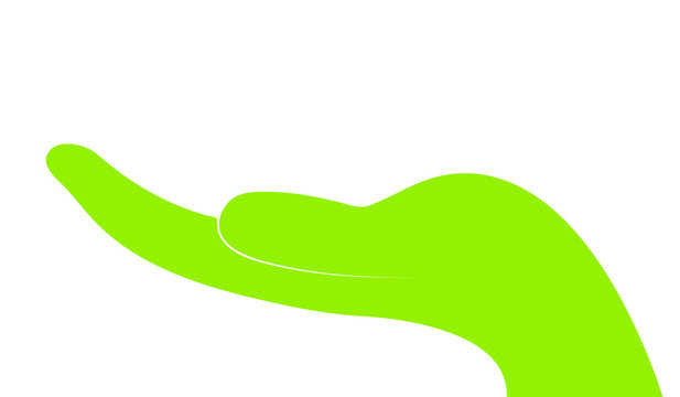 simbolo mano aperta che tiene qualcosa nel palmo ,  verde