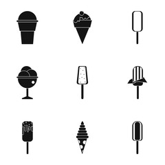 Ice cream icons set, simple style