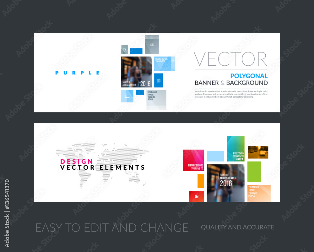 Canvas Prints vector set of modern horizontal website banners with yellow squa