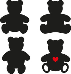 Simple silhouettes of Teddy Bear. Vector illustration on white background - 136541733