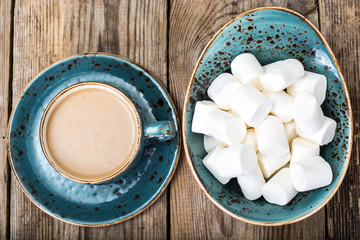 White marshmallow and coffee with milk