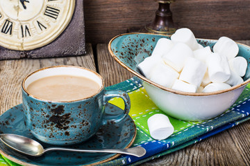White marshmallow and coffee with milk