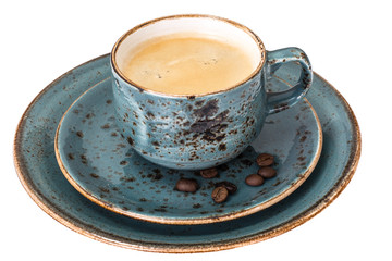 Espresso in vintage blue cup