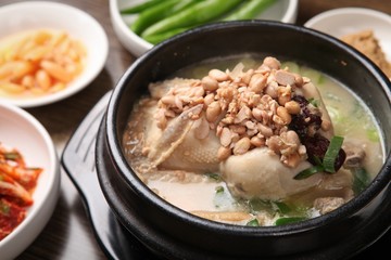 fermented soybeans chicken soup. cheonggukjang samgyetang	