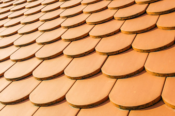 Red roof tiles, newly tiled roof