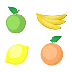 flat vector illustration fruits