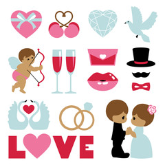 Vector illustration of happy wedding and Valentine days