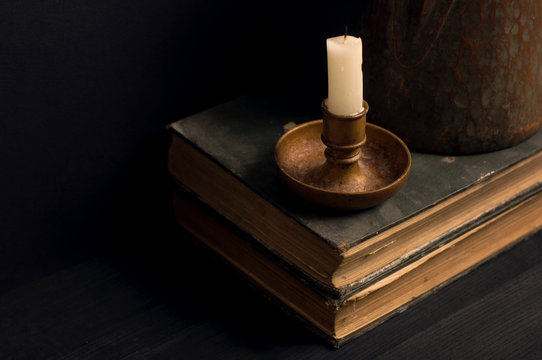 medieval table and candle