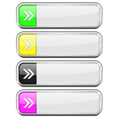 Fototapeta premium White buttons with colored tags. Menu interface elements with metal frame