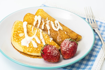 Pancake with strawberries