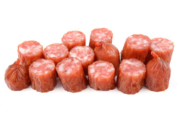 sausages on white background