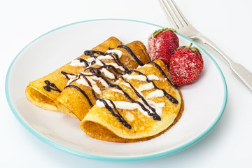 Pancake with chocolate and butter cream