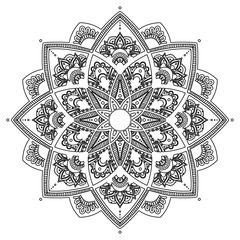 Fototapeta premium Flower Mandala. Vintage decorative elements. Oriental pattern, vector illustration. Islam, Arabic, Indian, moroccan,spain, turkish, pakistan, chinese, mystic, ottoman motifs. Coloring book page