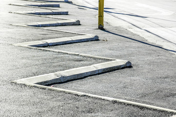 Constanta, zig-zac for parking cars in pedestrian walk, Romania,