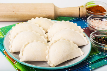 Dumplings raw on a plate
