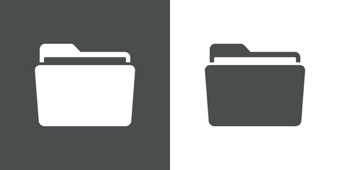 Icono plano carpeta gris y blanco