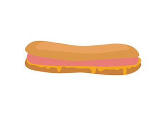 Hot Dog Isolated on White. Sandwich with Sausage