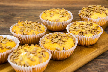 Fresh Cupcakes with Sunflower Seeds