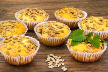 Fresh Cupcakes with Sunflower Seeds