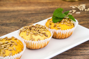 Fresh Cupcakes with Sunflower Seeds