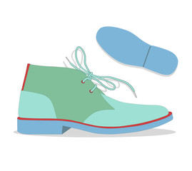 male chukka boot with laces and sole, vector, illustration