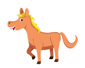 Cute Flat Animal Character Logo - Horse