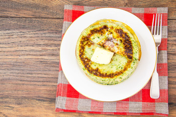 Tasty Pancakes Stack with Spinach