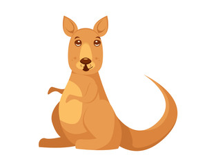 Cute Flat Animal Character Logo - Kangaroo