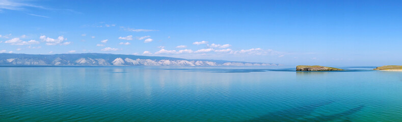 Panorama of Lake Baikal in peaceful weather