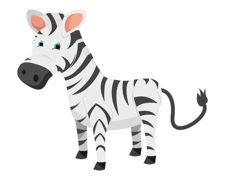 Cute Flat Animal Character Logo - Zebra
