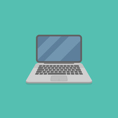 Laptop isolated on background. Flat style icon. Front view. Vector illustration.