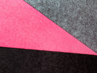 Colorful felt texture for background with copy space. Black, gray and pink color composition