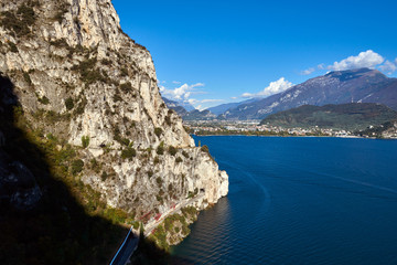 Obraz premium Beautiful landscape. View of Lake Garda, Riva del Garda,Italy. Popular destinations for travel in Europe.