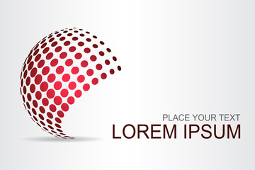 Logo stylized spherical surface with abstract shapes