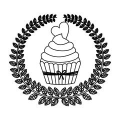 emblem muffin cupcakes icon design, vector illustration