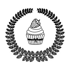emblem muffin cupcakes icon design, vector illustration